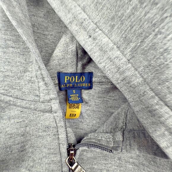 Polo Ralph Lauren Boys Sz 5 Full Zip Gray Hooded Jacket Blue Pony Prep Classic - Picture 4 of 7
